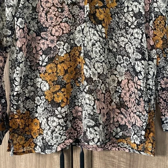 H&m Floral Button Sheer Long Sleeve Blouse Women’s Size 12 - Picture 2 of 15